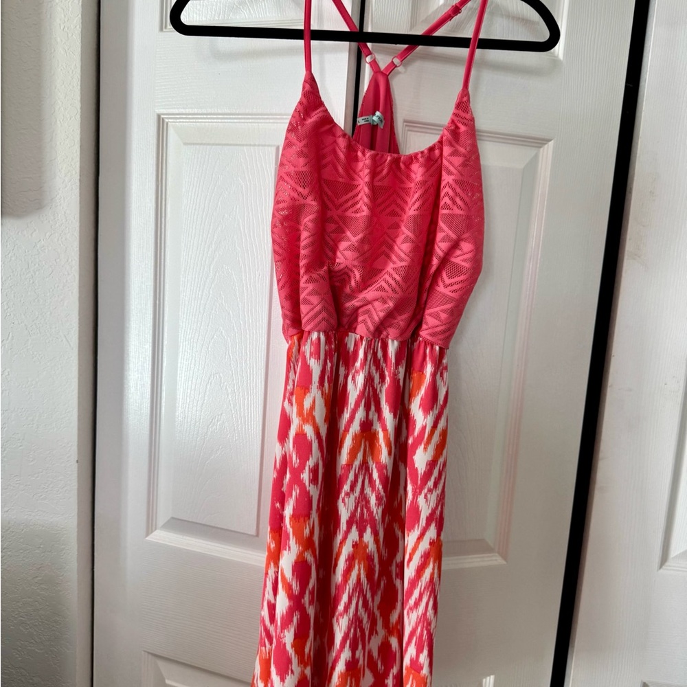 Maurices Pink and Orange Patterned Dress